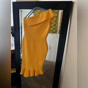 Yellow one shoulder dress